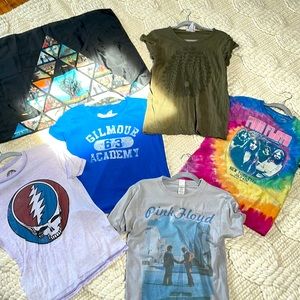 Lot Pink Floyd & Grateful Dead tees with bonus flag